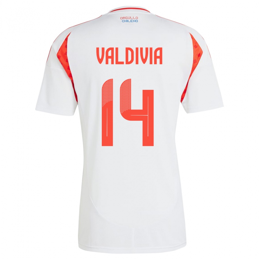 Dames Chili Felipe Valdivia #14 Wit Uitshirt Uittenue 24-26 T-Shirt