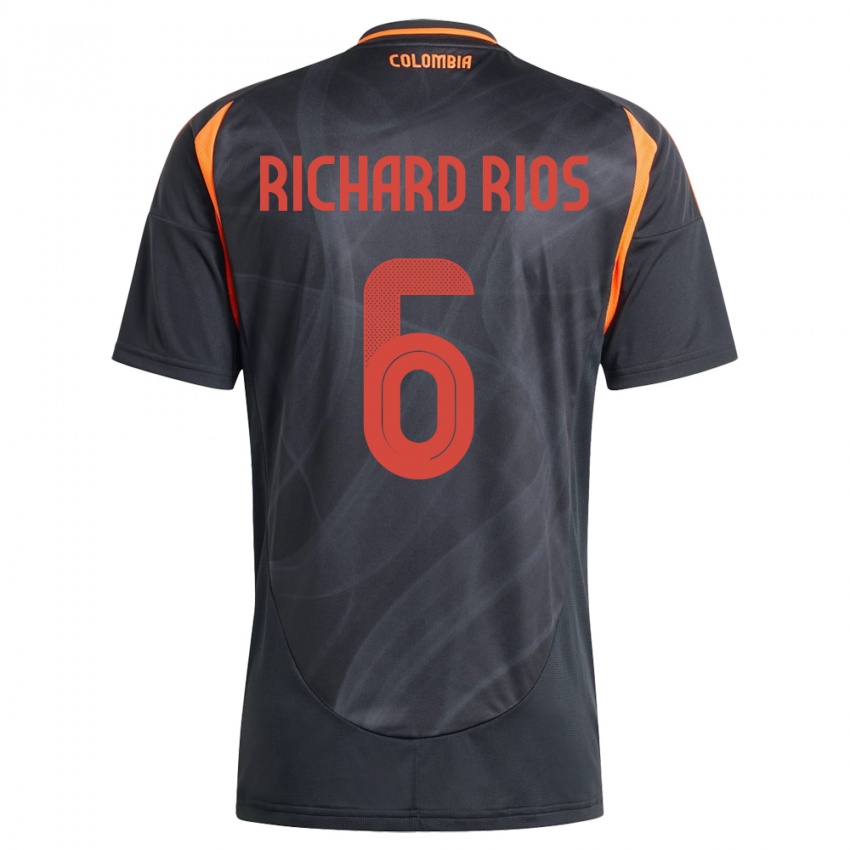 Dames Colombia Richard Ríos #6 Zwart Uitshirt Uittenue 24-26 T-Shirt