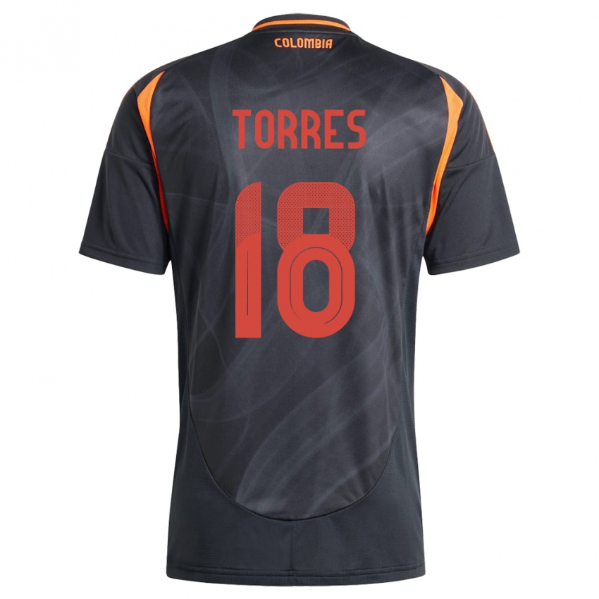 Dames Colombia Jhojan Torres #18 Zwart Uitshirt Uittenue 24-26 T-Shirt