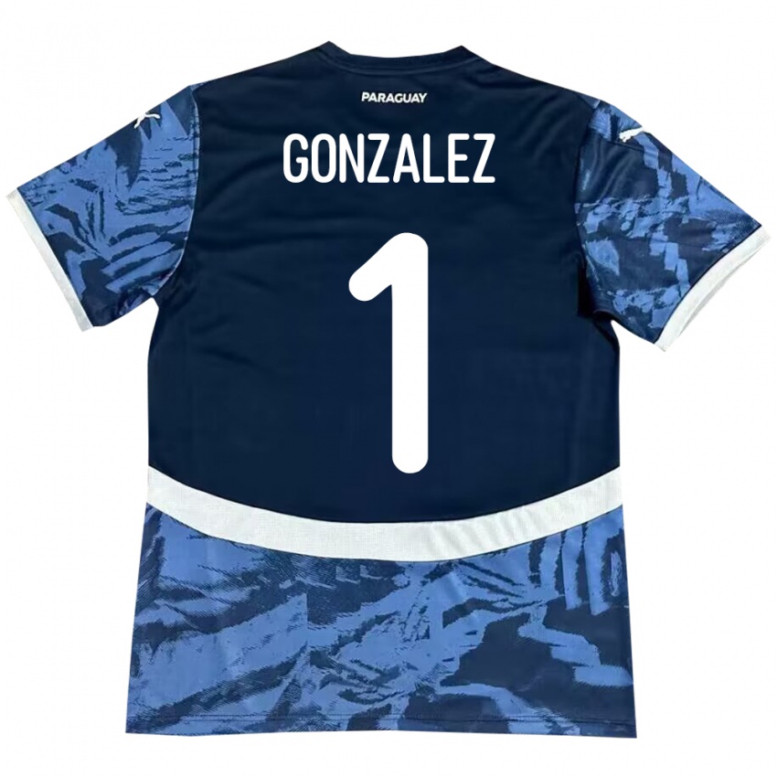 Dames Paraguay Ángel González #1 Blauw Uitshirt Uittenue 24-26 T-Shirt