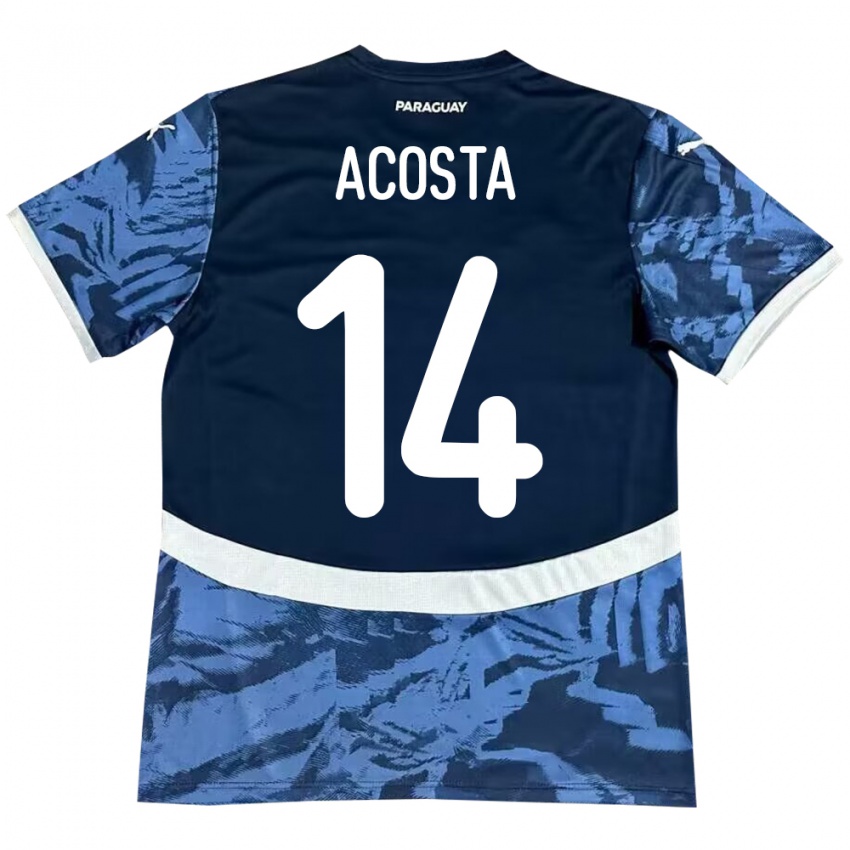 Dames Paraguay Emilio Acosta #14 Blauw Uitshirt Uittenue 24-26 T-Shirt