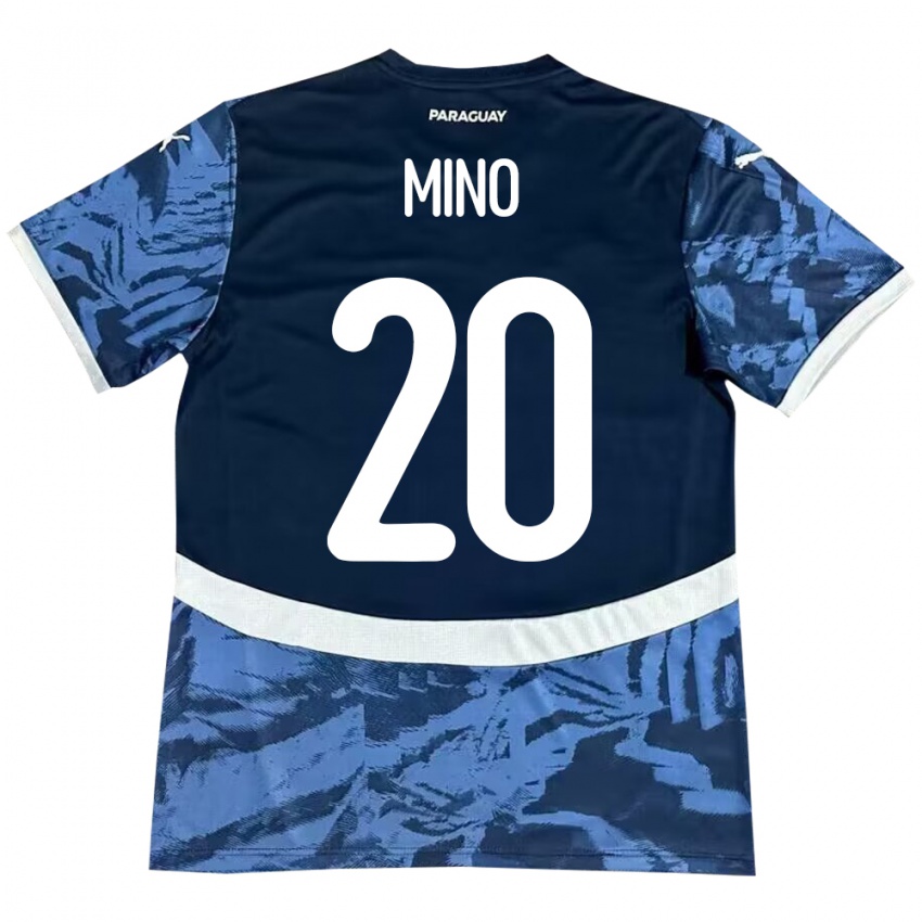 Dames Paraguay César Miño #20 Blauw Uitshirt Uittenue 24-26 T-Shirt