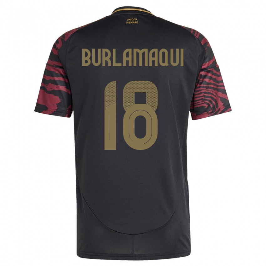 Dames Peru Alessandro Burlamaqui #18 Zwart Uitshirt Uittenue 24-26 T-Shirt