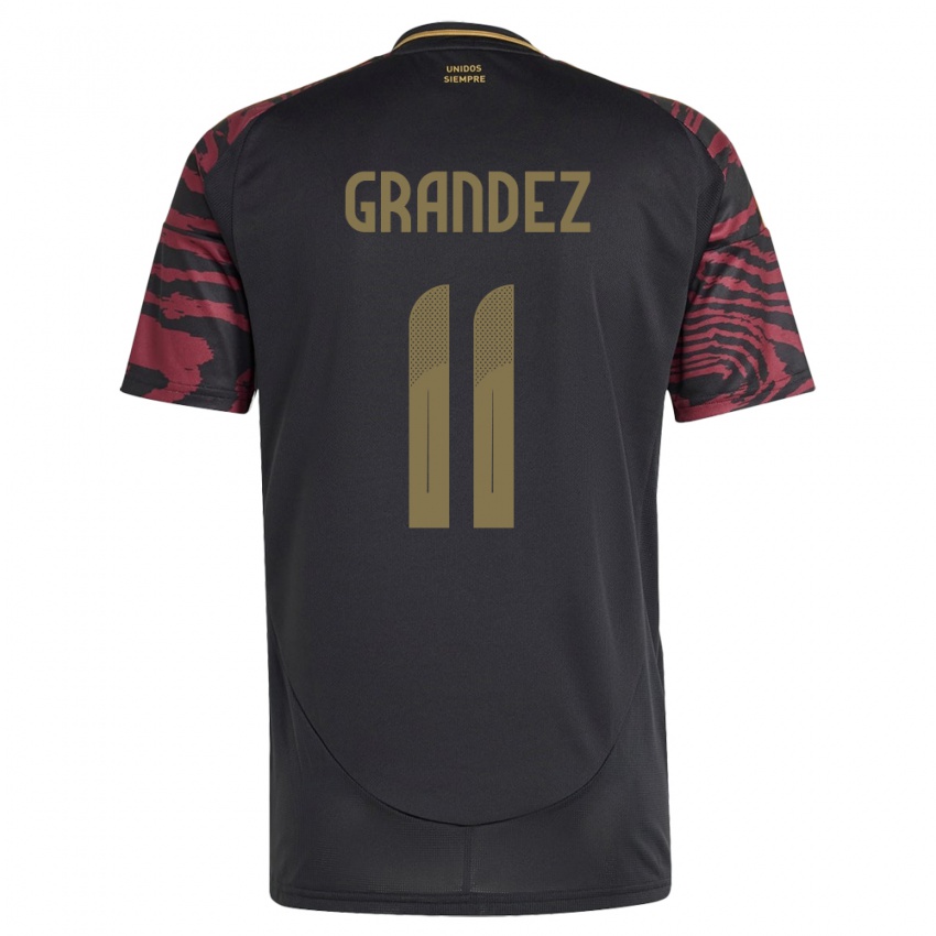 Dames Peru Guillermo Grández #11 Zwart Uitshirt Uittenue 24-26 T-Shirt