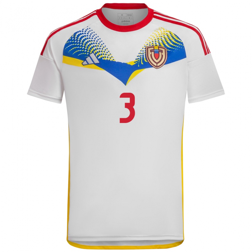 Dames Venezuela Santiago Silva #3 Wit Uitshirt Uittenue 24-26 T-Shirt