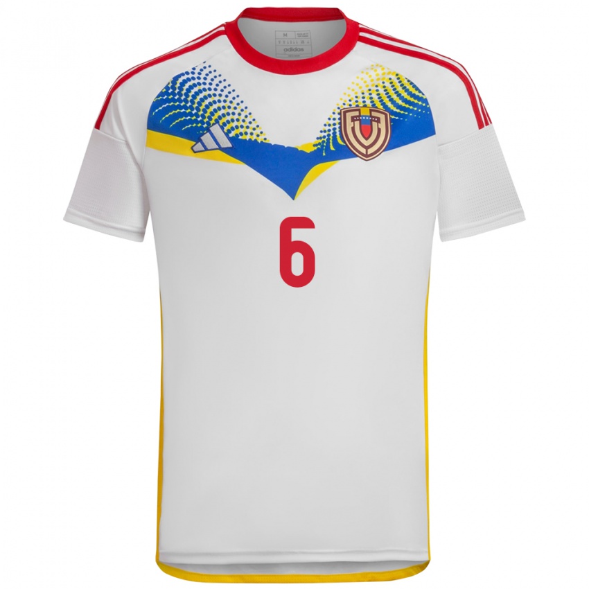 Dames Venezuela Michelle Romero #6 Wit Uitshirt Uittenue 24-26 T-Shirt