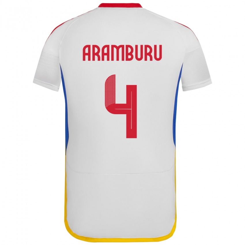 Dames Venezuela Jon Aramburu #4 Wit Uitshirt Uittenue 24-26 T-Shirt