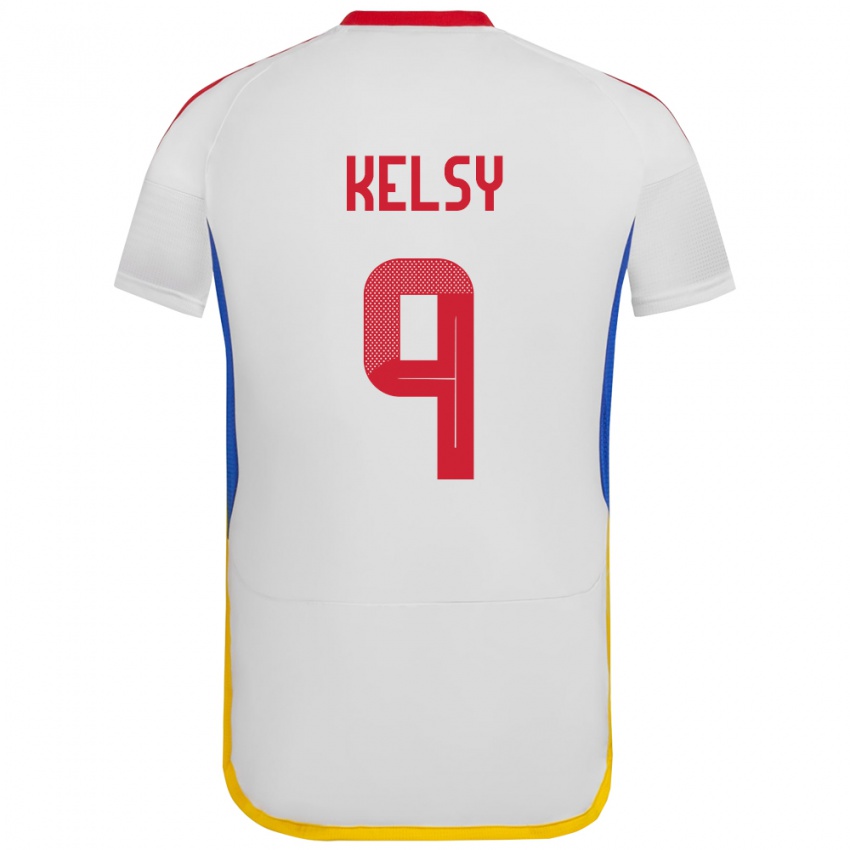 Dames Venezuela Kevin Kelsy #9 Wit Uitshirt Uittenue 24-26 T-Shirt