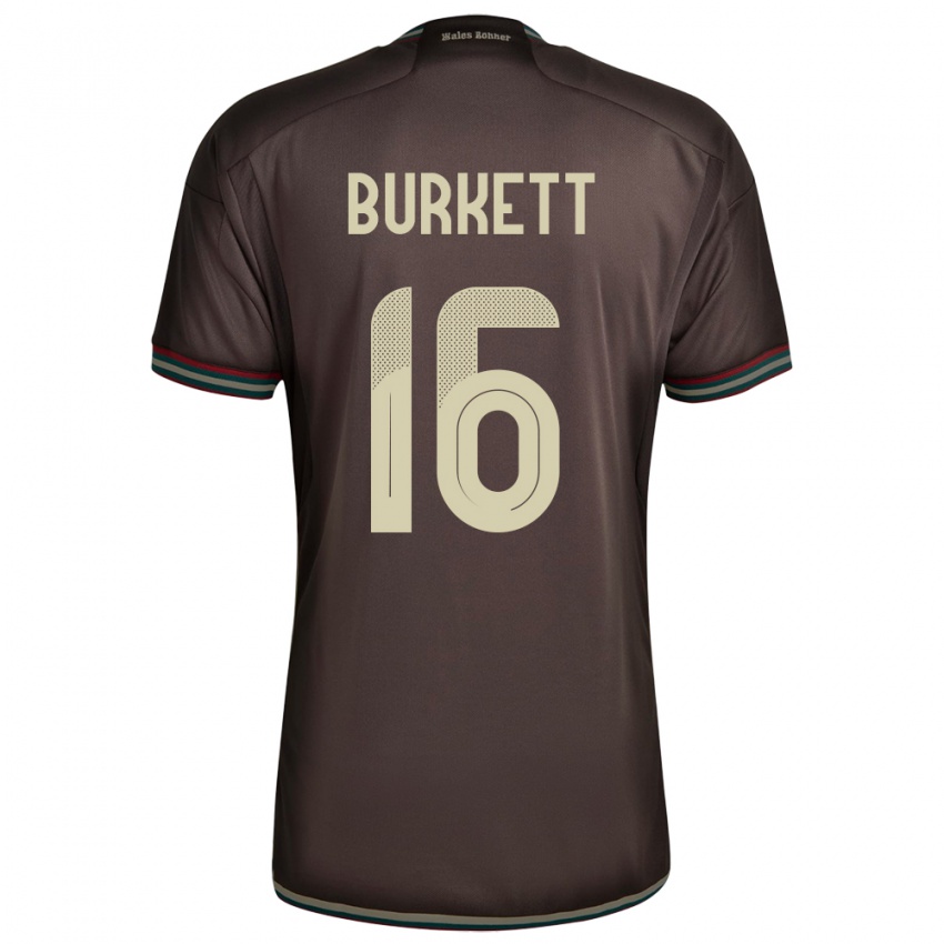 Dames Jamaica Brian Burkett #16 Nachtbruin Uitshirt Uittenue 24-26 T-Shirt