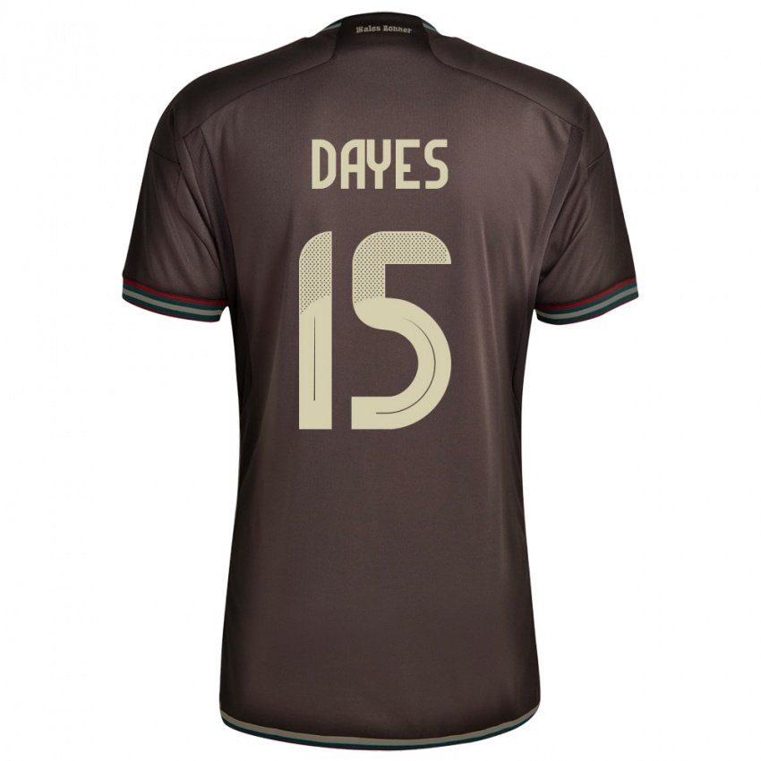 Dames Jamaica Mikayla Dayes #15 Nachtbruin Uitshirt Uittenue 24-26 T-Shirt