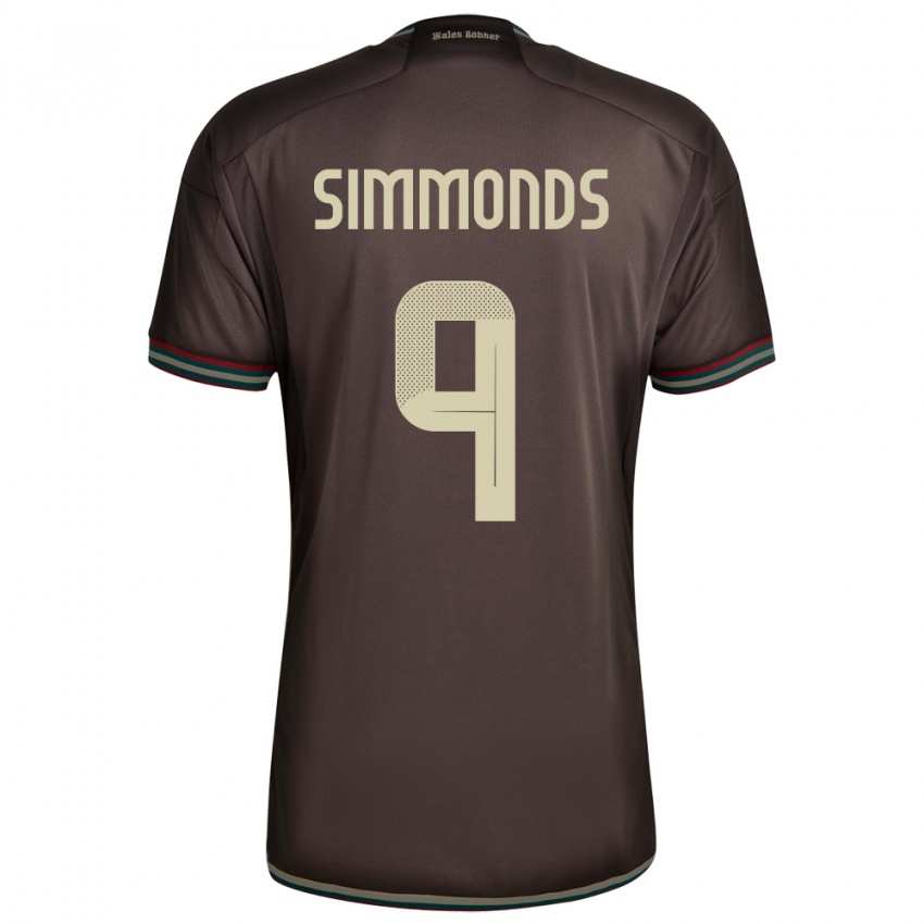 Dames Jamaica Kameron Simmonds #9 Nachtbruin Uitshirt Uittenue 24-26 T-Shirt