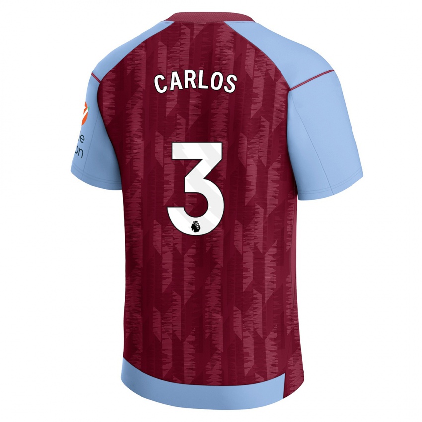 Kinderen Diego Carlos #3 Claret Blauw Thuisshirt Thuistenue 2023/24 T-Shirt