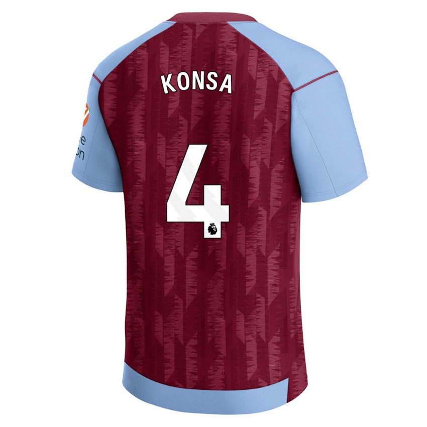 Kinderen Ezri Konsa #4 Claret Blauw Thuisshirt Thuistenue 2023/24 T-Shirt