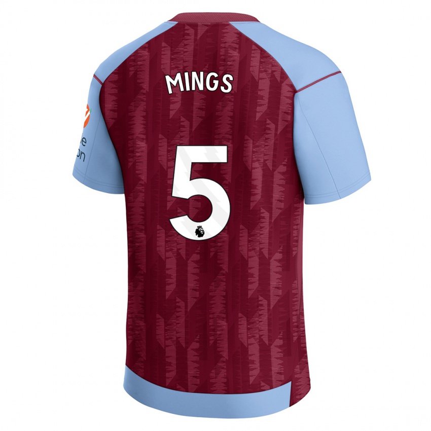 Kinderen Tyrone Mings #5 Claret Blauw Thuisshirt Thuistenue 2023/24 T-Shirt