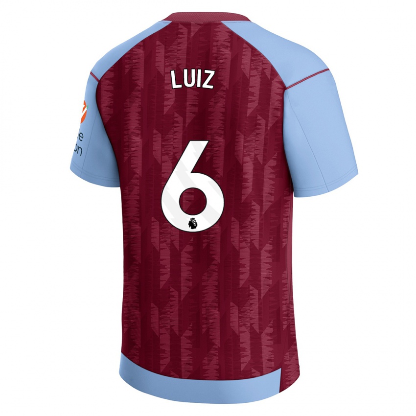 Kinderen Douglas Luiz #6 Claret Blauw Thuisshirt Thuistenue 2023/24 T-Shirt