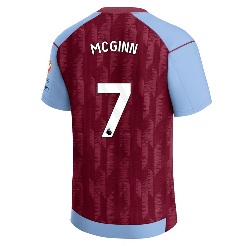 Kinderen John Mcginn #7 Claret Blauw Thuisshirt Thuistenue 2023/24 T-Shirt