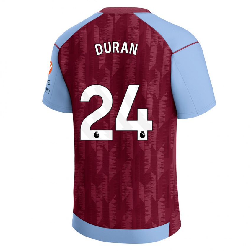 Kinderen Jhon Durán #24 Claret Blauw Thuisshirt Thuistenue 2023/24 T-Shirt