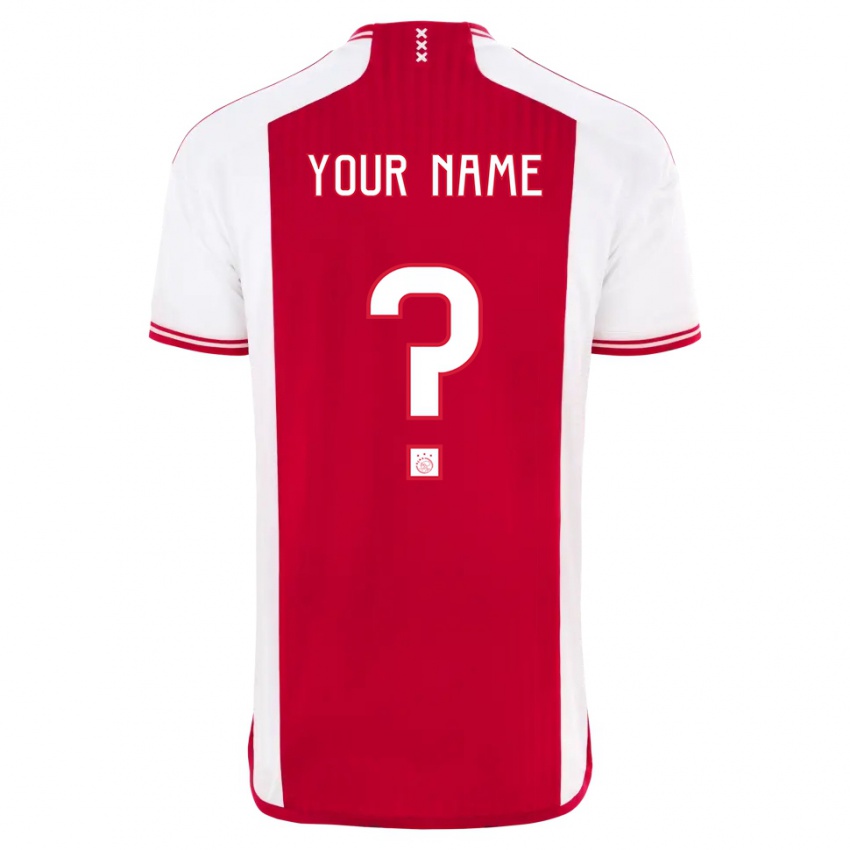 Kinderen Uw Naam #0 Rood Wit Thuisshirt Thuistenue 2023/24 T-Shirt