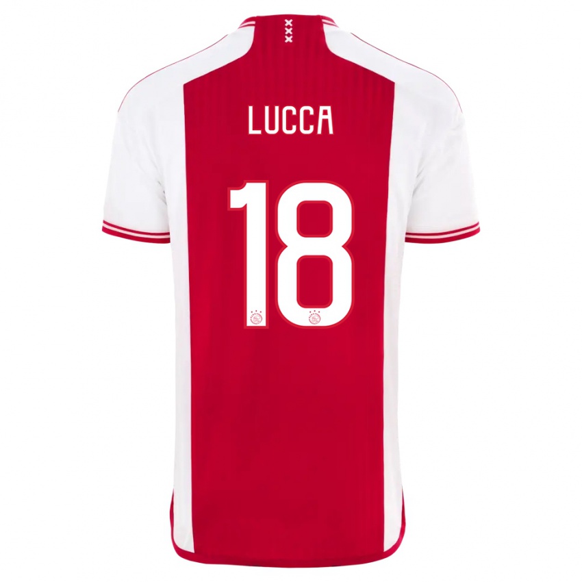 Kinderen Lorenzo Lucca #18 Rood Wit Thuisshirt Thuistenue 2023/24 T-Shirt