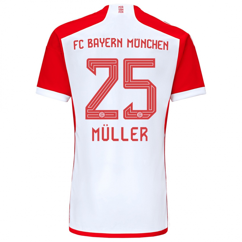 Kinderen Thomas Muller #25 Rood Wit Thuisshirt Thuistenue 2023/24 T-Shirt