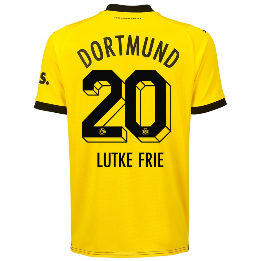 Kinderen Dennis Lutke-Frie #20 Geel Thuisshirt Thuistenue 2023/24 T-Shirt