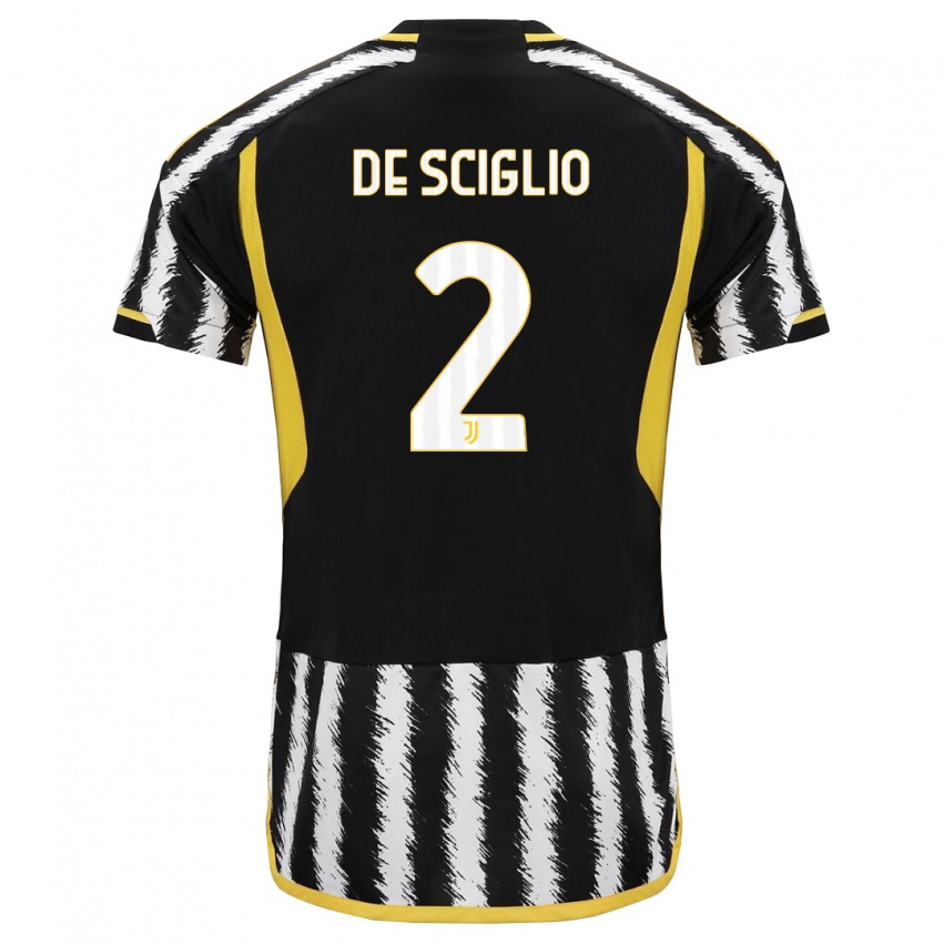 Kinderen Mattia De Sciglio #2 Zwart Wit Thuisshirt Thuistenue 2023/24 T-Shirt