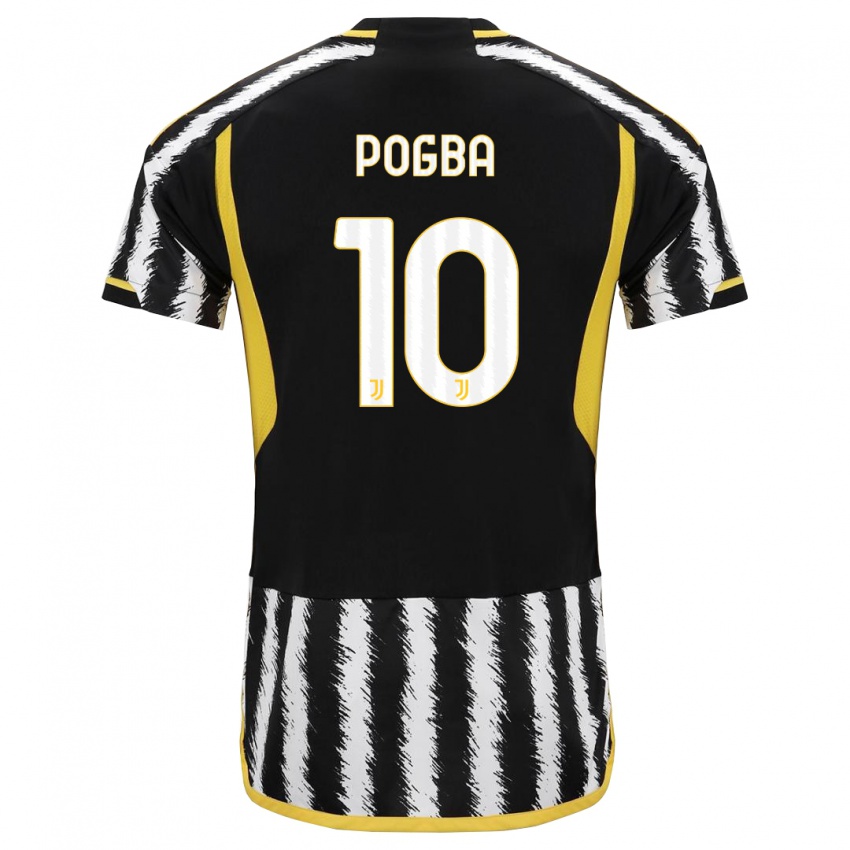 Kinderen Paul Pogba #10 Zwart Wit Thuisshirt Thuistenue 2023/24 T-Shirt