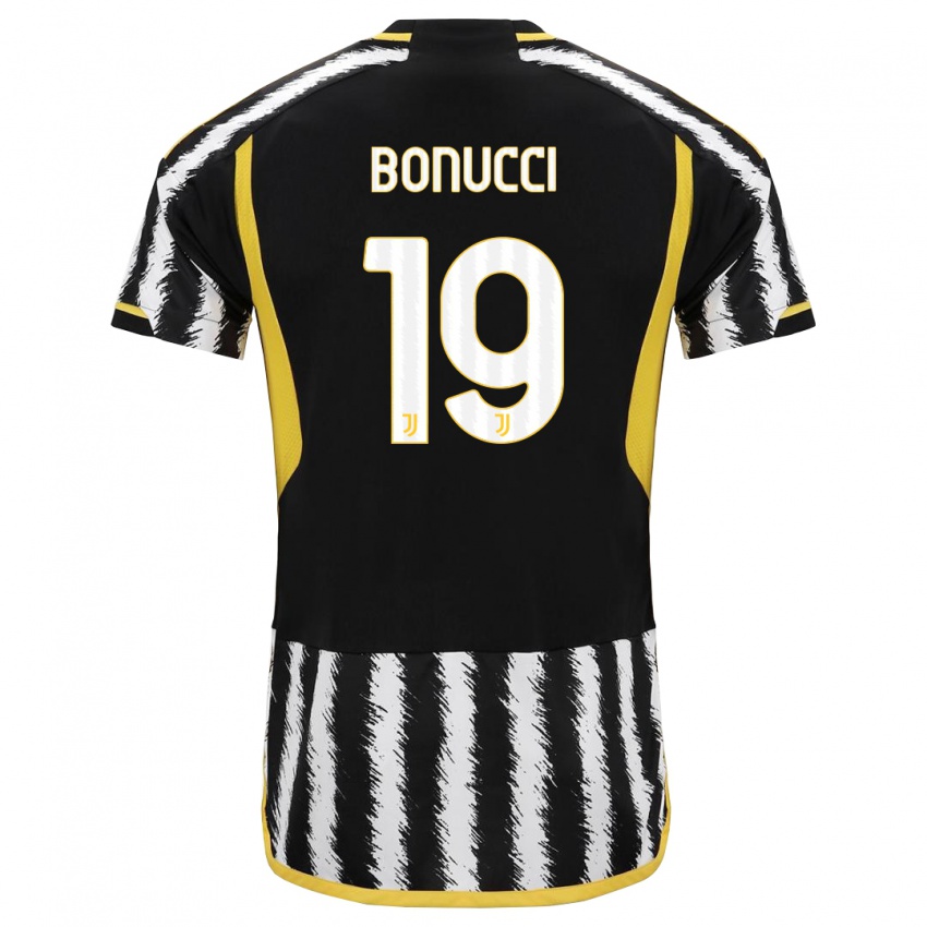 Kinderen Leonardo Bonucci #19 Zwart Wit Thuisshirt Thuistenue 2023/24 T-Shirt