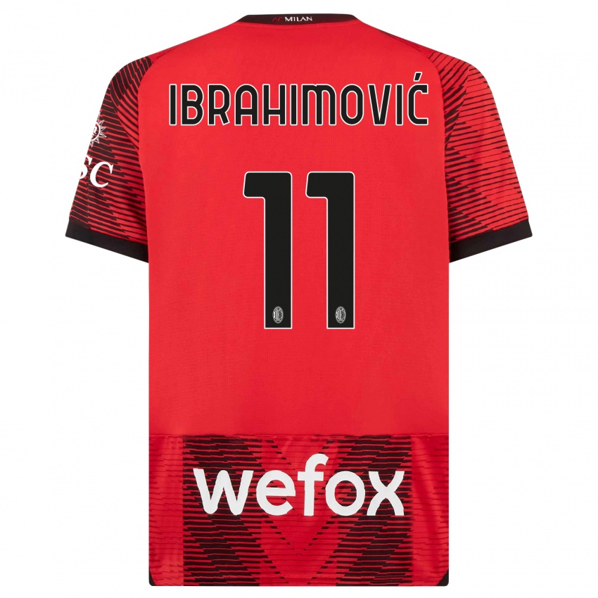 Kinderen Zlatan Ibrahimovic #11 Rood Zwart Thuisshirt Thuistenue 2023/24 T-Shirt