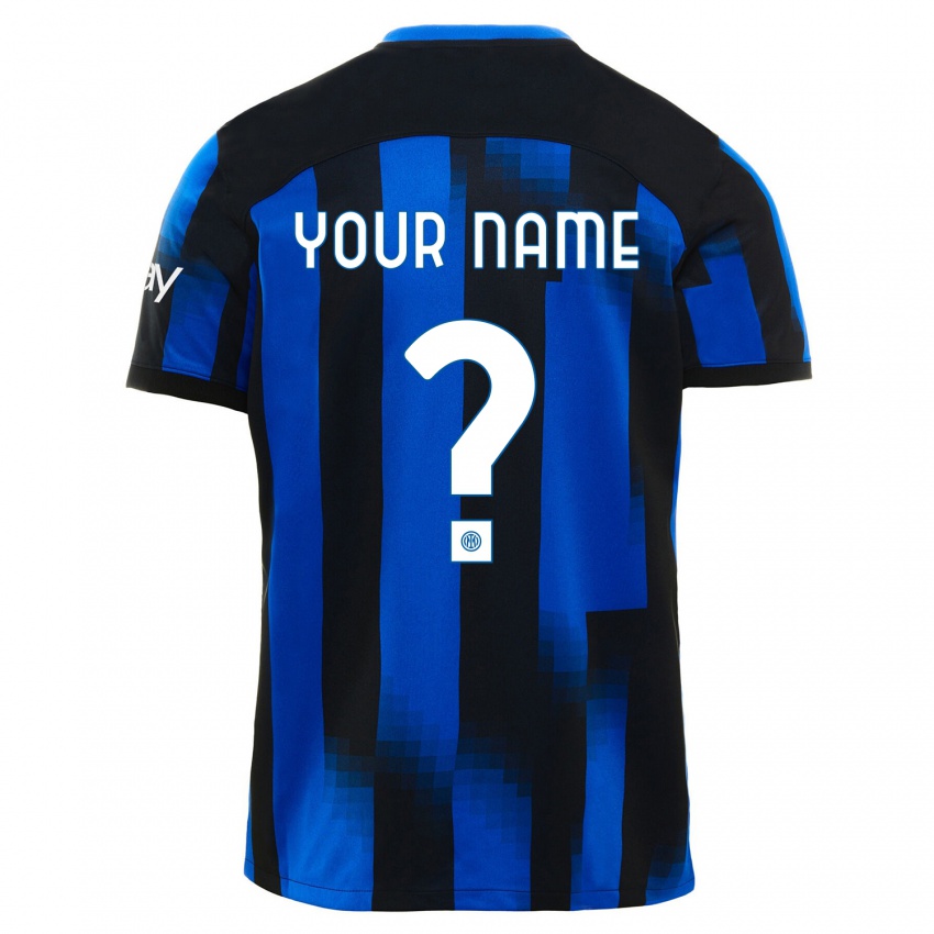 Kinderen Uw Naam #0 Zwart Blauw Thuisshirt Thuistenue 2023/24 T-Shirt