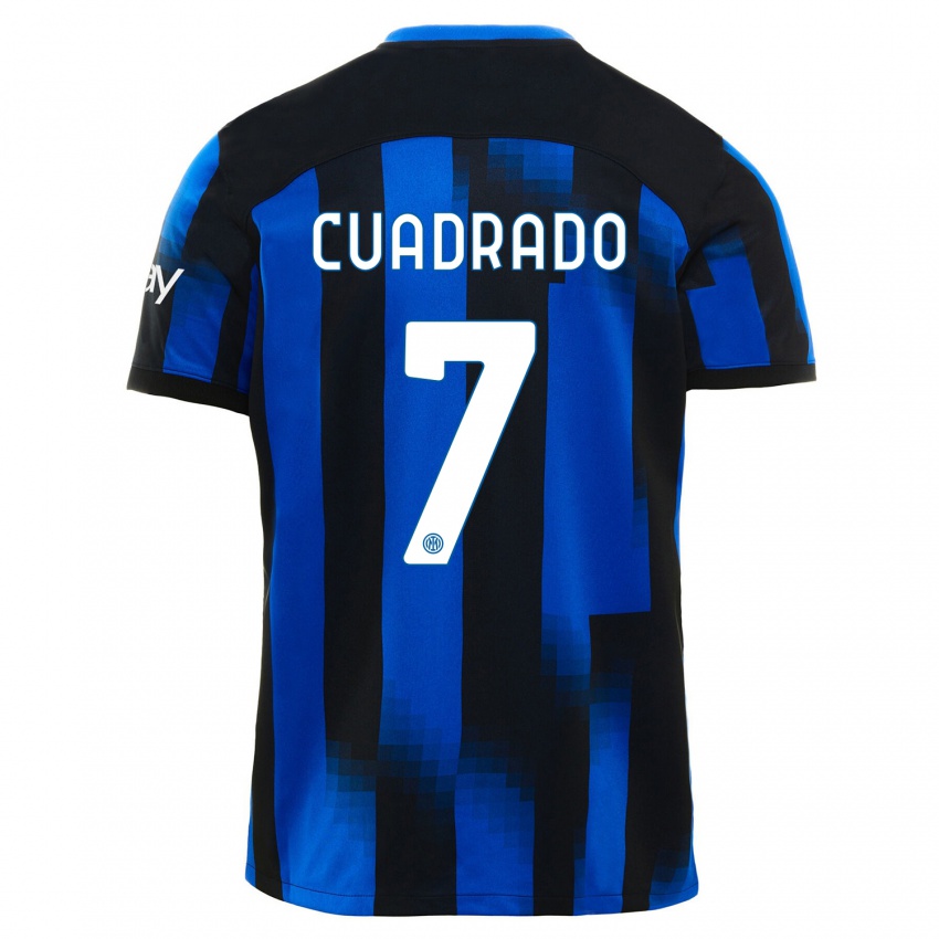 Kinderen Juan Cuadrado #7 Zwart Blauw Thuisshirt Thuistenue 2023/24 T-Shirt