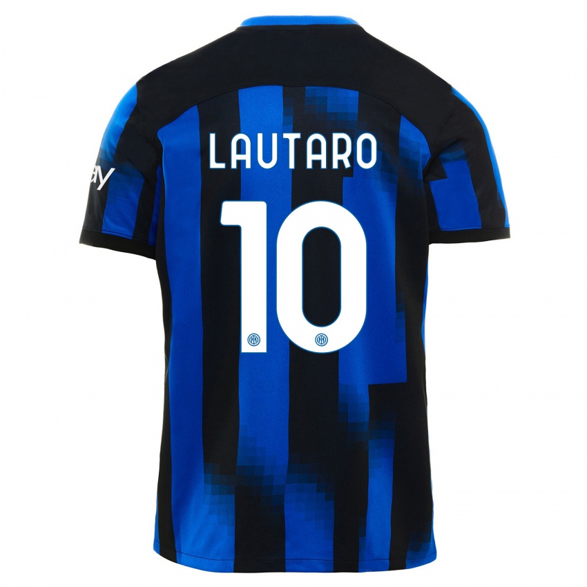 Kinderen Lautaro Martinez #10 Zwart Blauw Thuisshirt Thuistenue 2023/24 T-Shirt