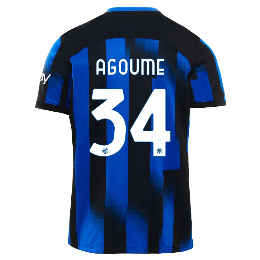 Kinderen Lucien Agoume #34 Zwart Blauw Thuisshirt Thuistenue 2023/24 T-Shirt