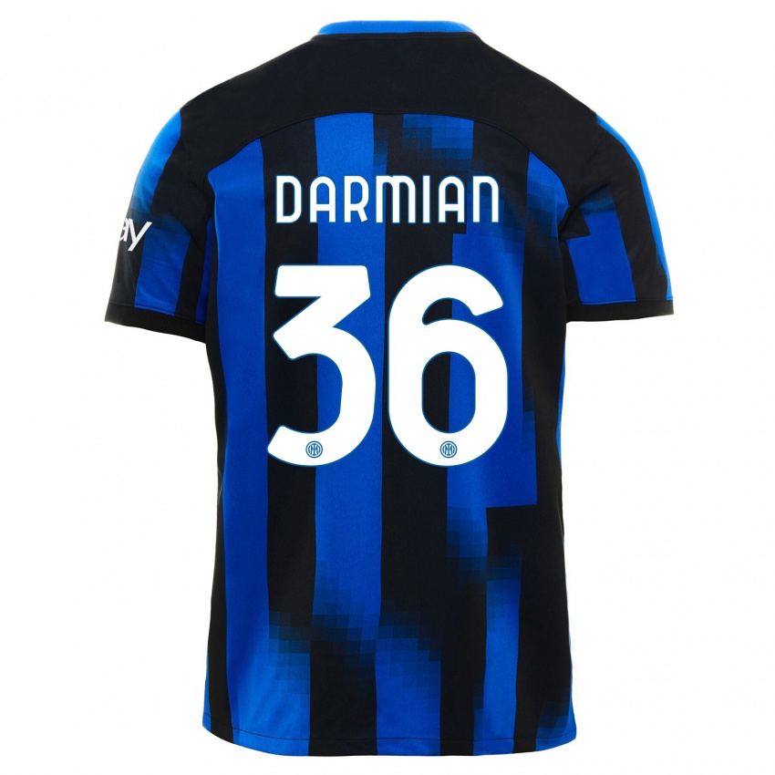 Kinderen Matteo Darmian #36 Zwart Blauw Thuisshirt Thuistenue 2023/24 T-Shirt