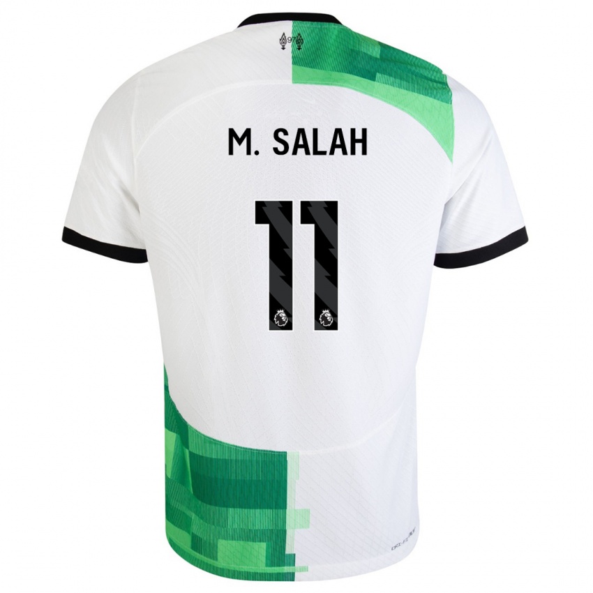 Kinderen Mohamed Salah #11 Wit Groen Uitshirt Uittenue 2023/24 T-Shirt