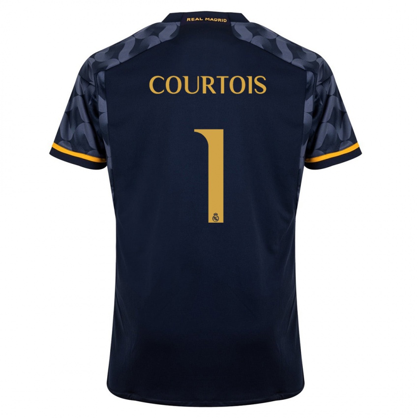 Kinderen Thibaut Courtois #1 Donkerblauw Uitshirt Uittenue 2023/24 T-Shirt