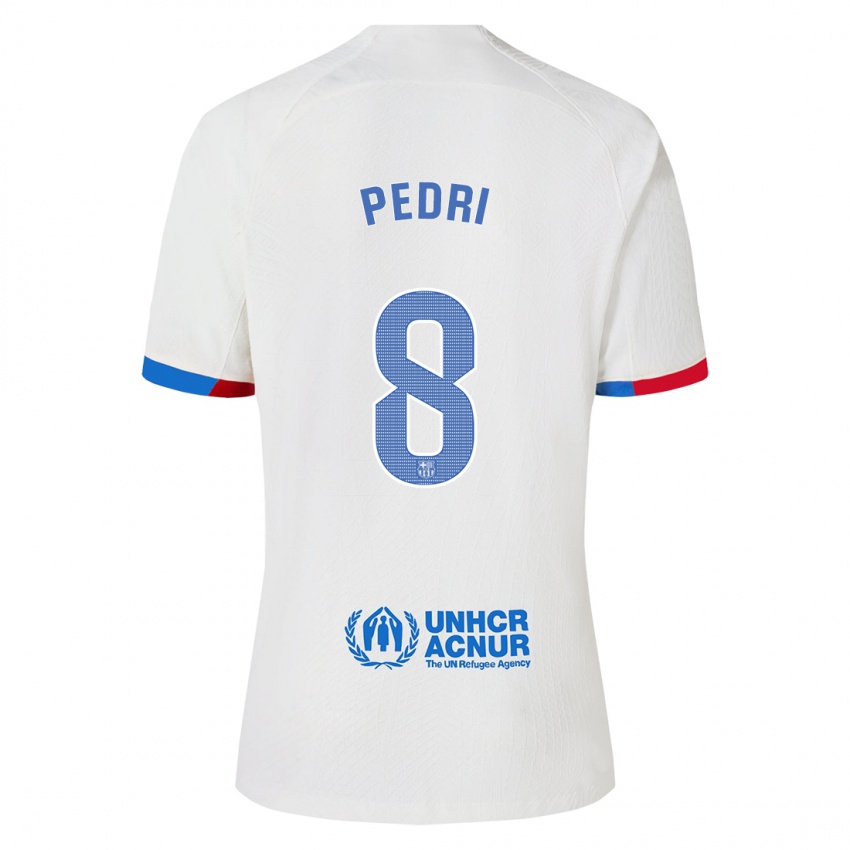 Kinderen Pedri #8 Wit Uitshirt Uittenue 2023/24 T-Shirt