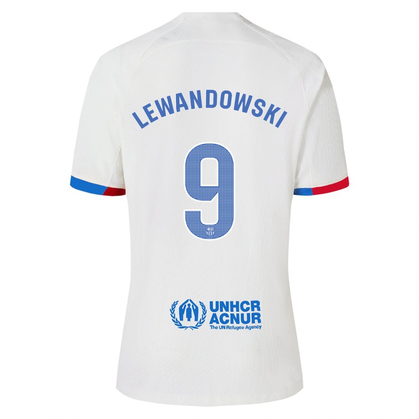 Kinderen Robert Lewandowski #9 Wit Uitshirt Uittenue 2023/24 T-Shirt