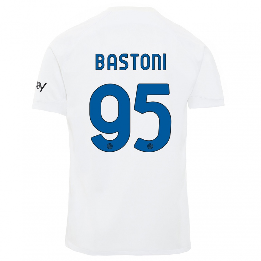 Kinderen Alessandro Bastoni #95 Wit Uitshirt Uittenue 2023/24 T-Shirt
