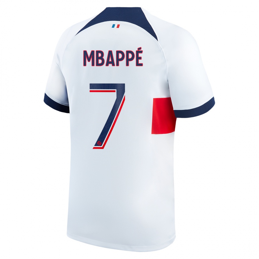 Kinderen Kylian Mbappe #7 Wit Uitshirt Uittenue 2023/24 T-Shirt