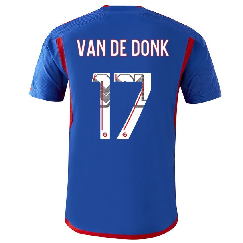 Kinderen Danielle Van De Donk #17 Blauw Rood Uitshirt Uittenue 2023/24 T-Shirt