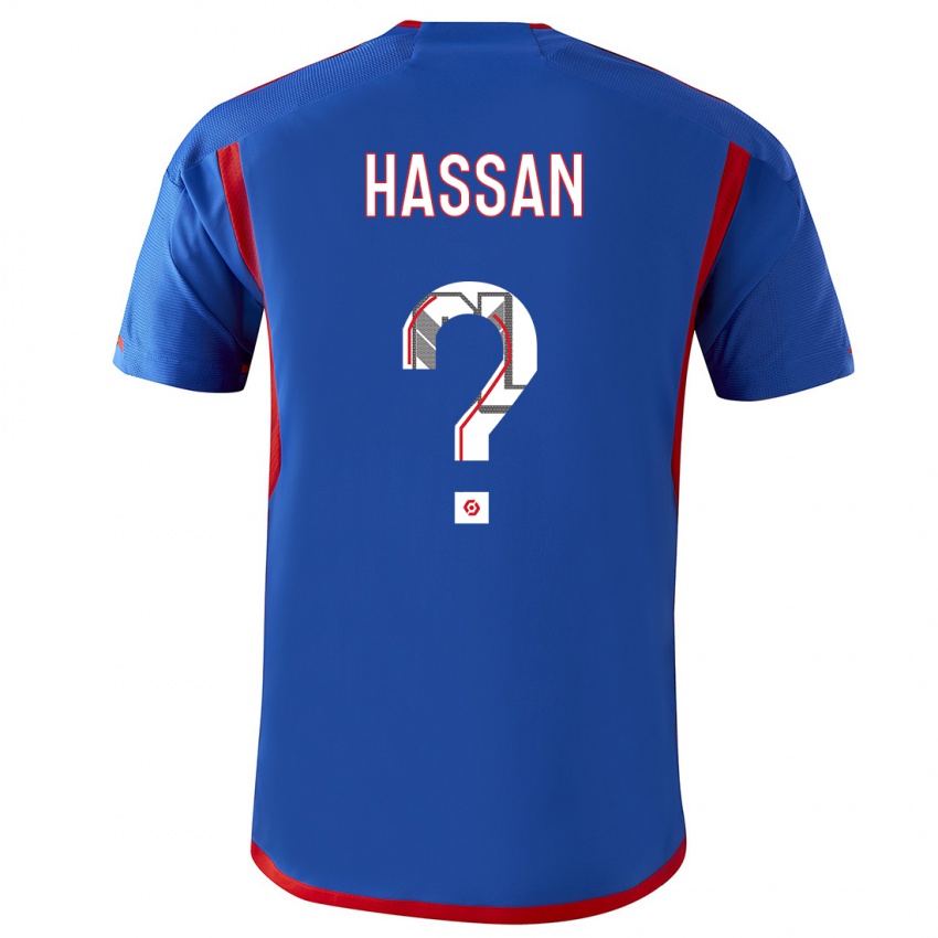 Kinderen Ali Hassan #0 Blauw Rood Uitshirt Uittenue 2023/24 T-Shirt