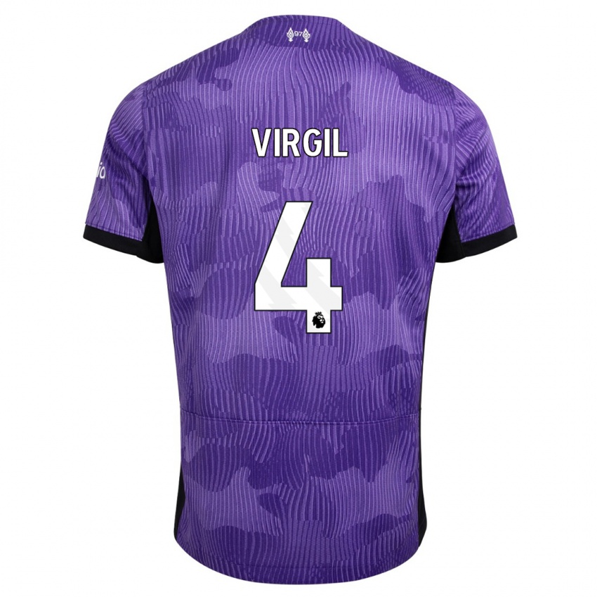 Kinderen Virgil Van Dijk #4 Paars Thuisshirt Derde Tenue 2023/24 T-Shirt