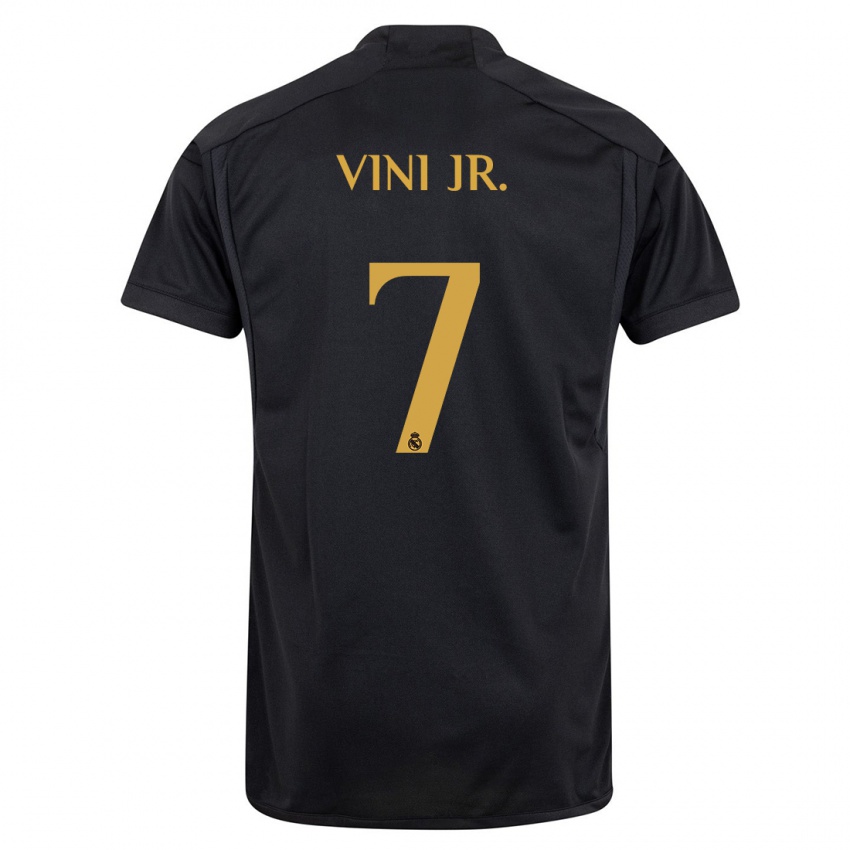 Kinderen Vinicius Junior #7 Zwart Thuisshirt Derde Tenue 2023/24 T-Shirt