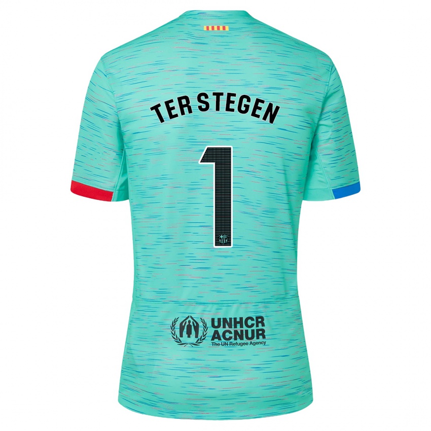 Kinderen Marc-Andre Ter Stegen #1 Licht Aqua Thuisshirt Derde Tenue 2023/24 T-Shirt