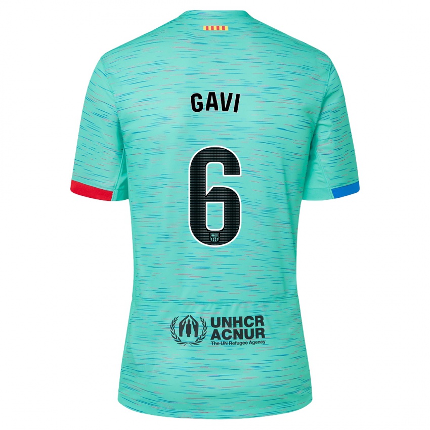 Kinderen Gavi #6 Licht Aqua Thuisshirt Derde Tenue 2023/24 T-Shirt