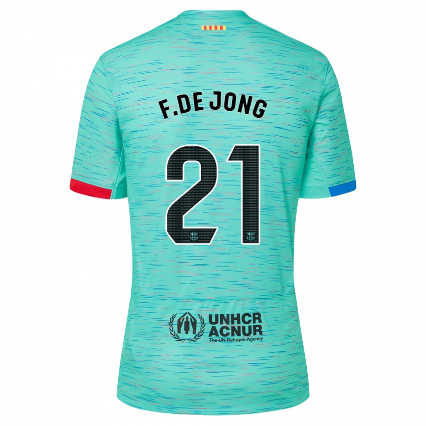 Kinderen Frenkie De Jong #21 Licht Aqua Thuisshirt Derde Tenue 2023/24 T-Shirt