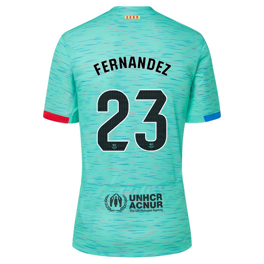 Kinderen Pelayo Fernandez #23 Licht Aqua Thuisshirt Derde Tenue 2023/24 T-Shirt