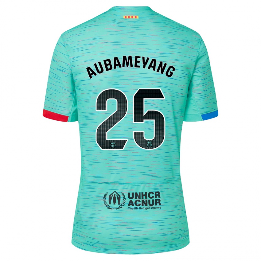 Kinderen Pierre Emerick Aubameyang #25 Licht Aqua Thuisshirt Derde Tenue 2023/24 T-Shirt