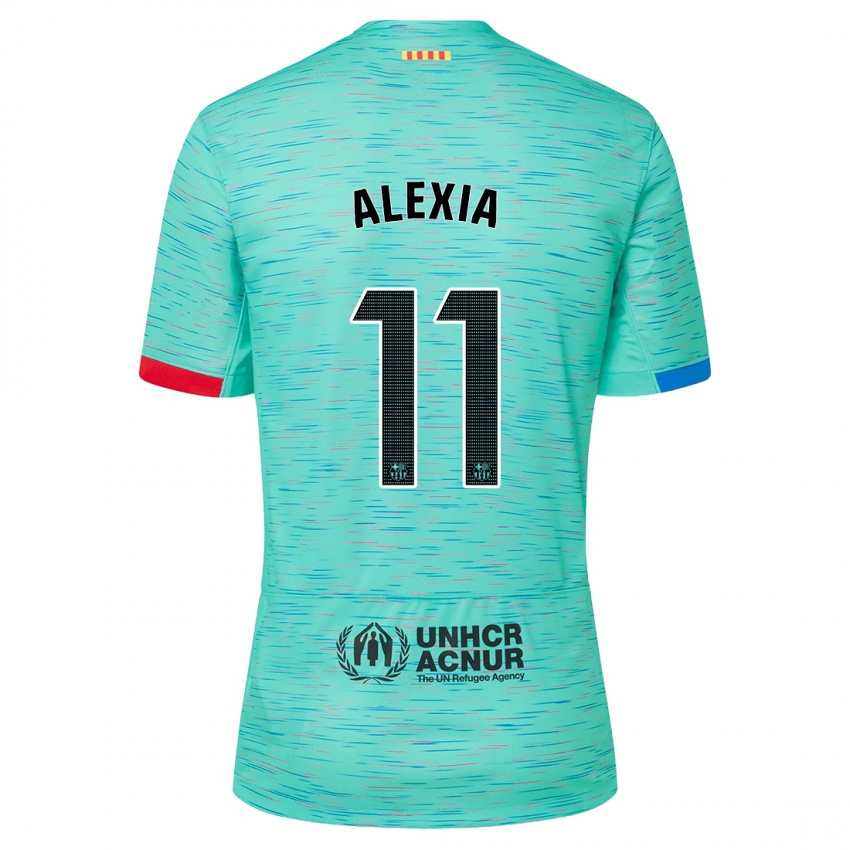 Kinderen Alexia Putellas #11 Licht Aqua Thuisshirt Derde Tenue 2023/24 T-Shirt